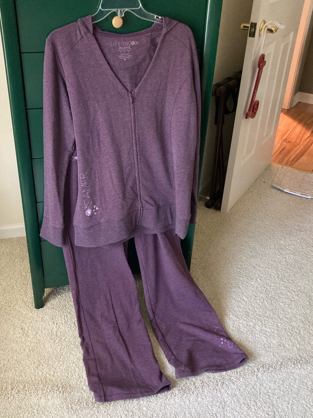 Life Is Good Plum Zip Hoodie And Lounge Pants Set 2 Piece Set -Dreamer